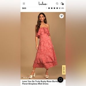 Lulu’s Floral Strapless Midi Dress